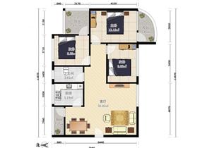 富豪花园109平一楼朝向南