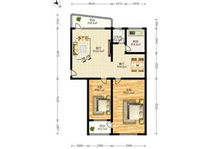 鸣乐1号楼两房二厅一卫东南向