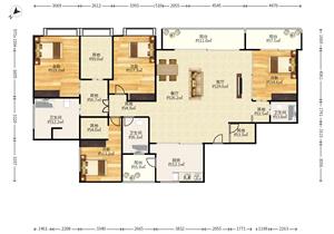 润玺二期270平阔绰4房，高层一线高尔夫景观，诚意出售，