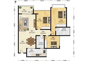 留仙洞旁 生态公园边上 次新房 西南向101平三房 丹华公馆