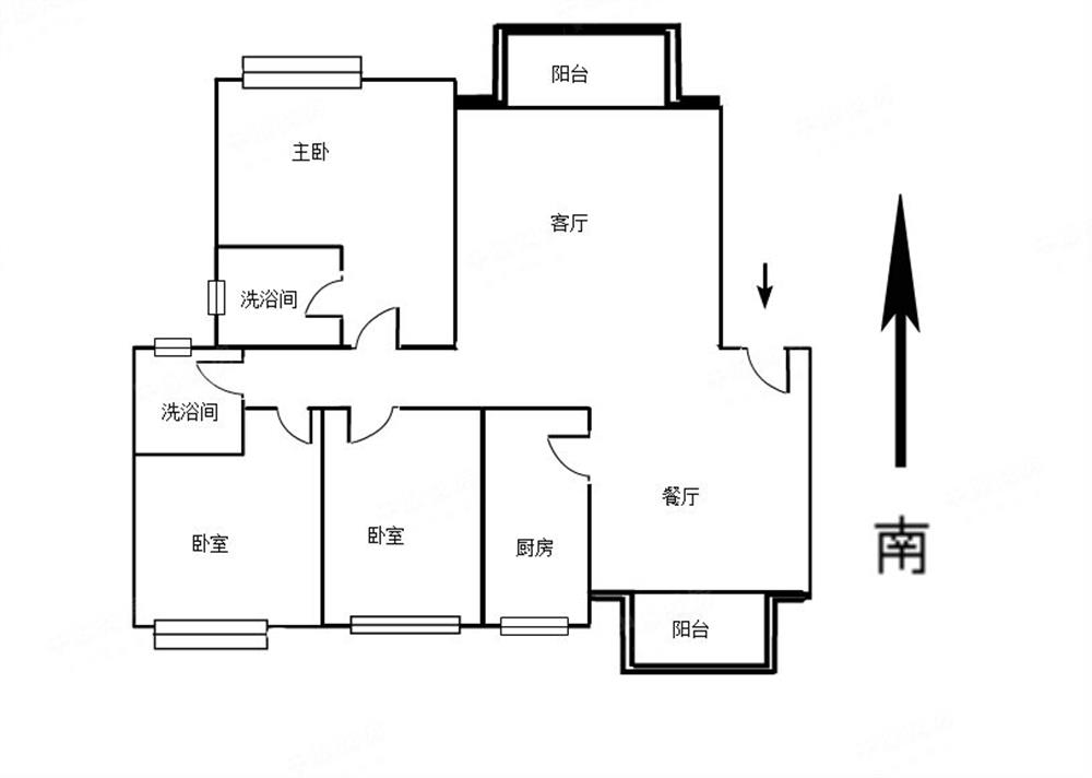 万科物业花城精装三房 户型方正 中间楼层 南北通透