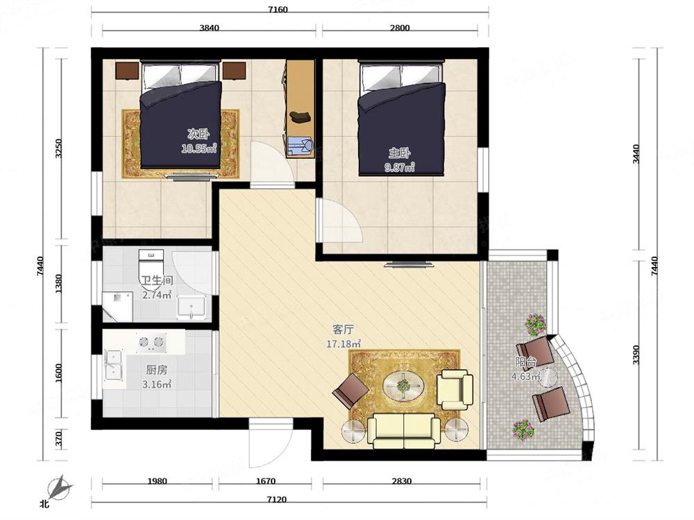 双地铁口 大花园社区 南北通 住家二房 满五年 自住看房方便