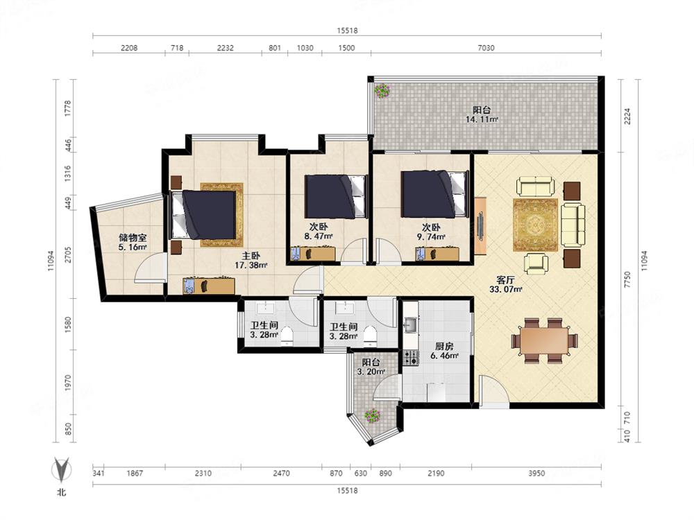 2年前全新精装修，3+1房，全南户型，红本在手满五年诚心出售