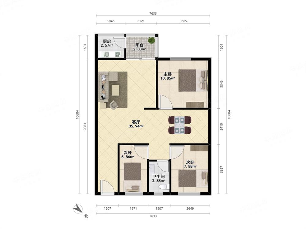 惊天笋盘 三房南向户型很赞住家安静 看房钥匙在手