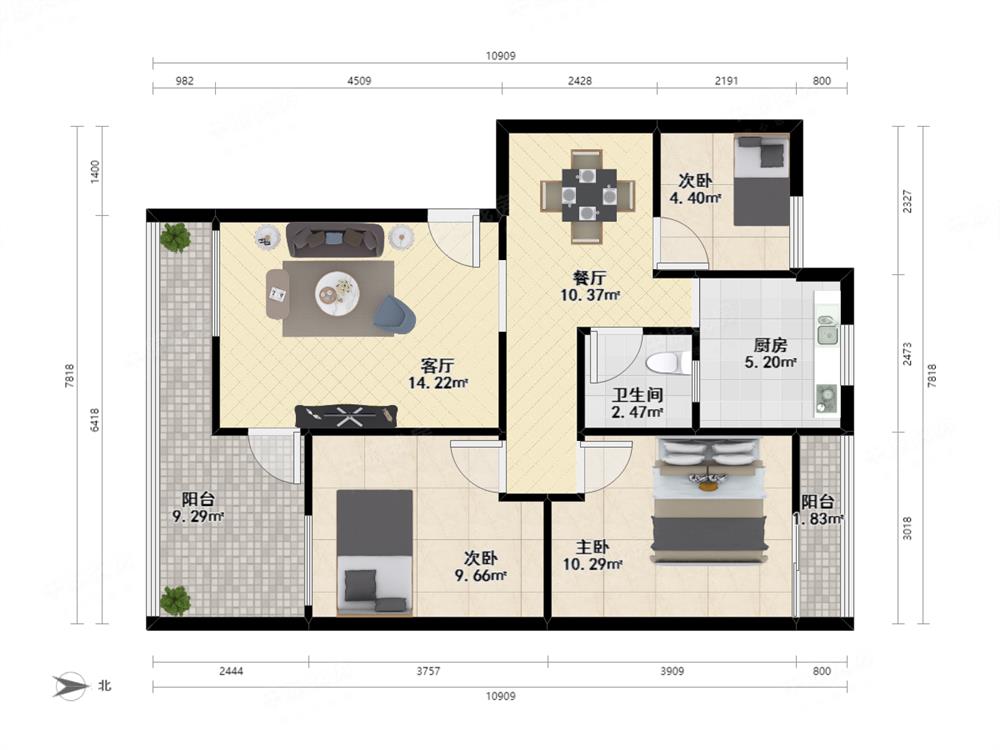 竹子林住宅 名校深高初中 待迁1:1.4