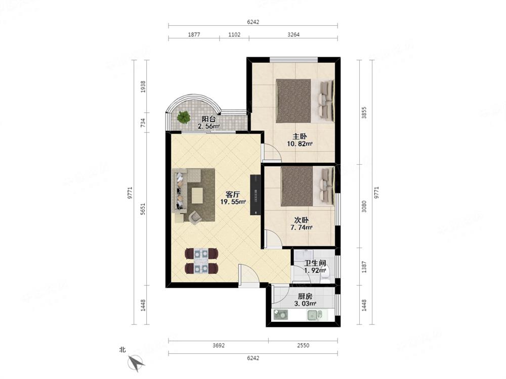 东站地铁5号线小户型两房住在，性价比高，周边配套齐全。