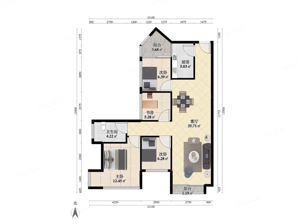 万科云城旁边次新住宅，安静朝东南，精装4房，看房方便