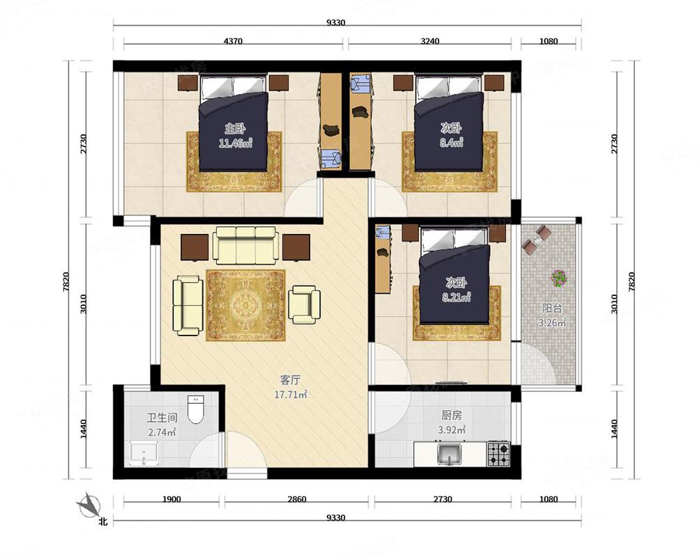 金鼎花园,便宜三房,旧改物业,中间楼层,看房方便